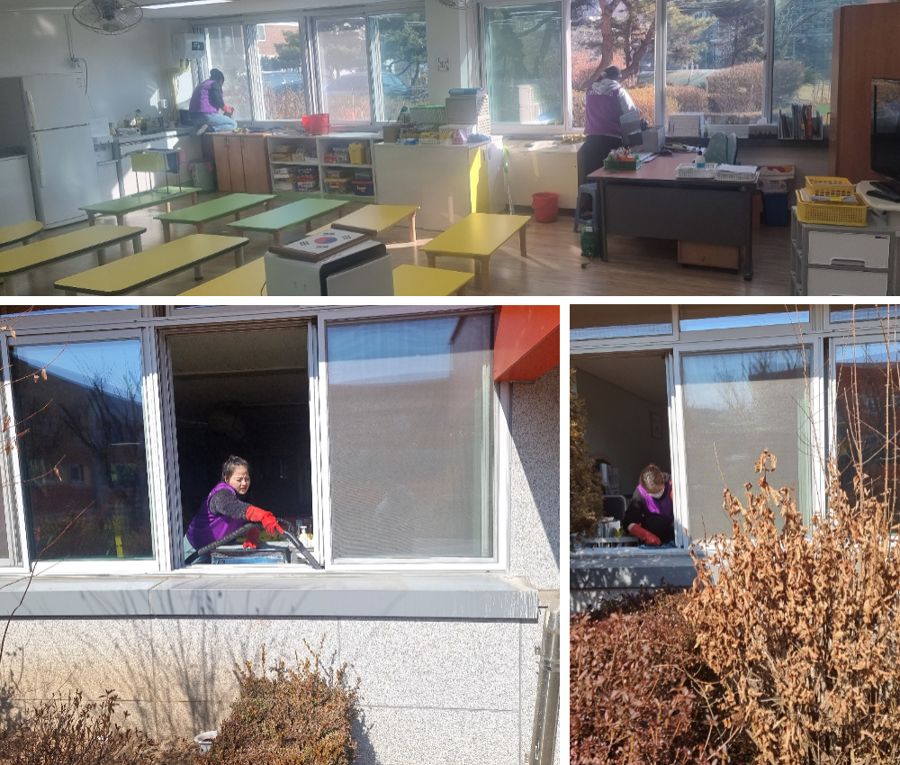 고양 학교 창문 창틀 청소로 겨울 방학에도 할 수 있습니다. 관한 작업사진입니다.